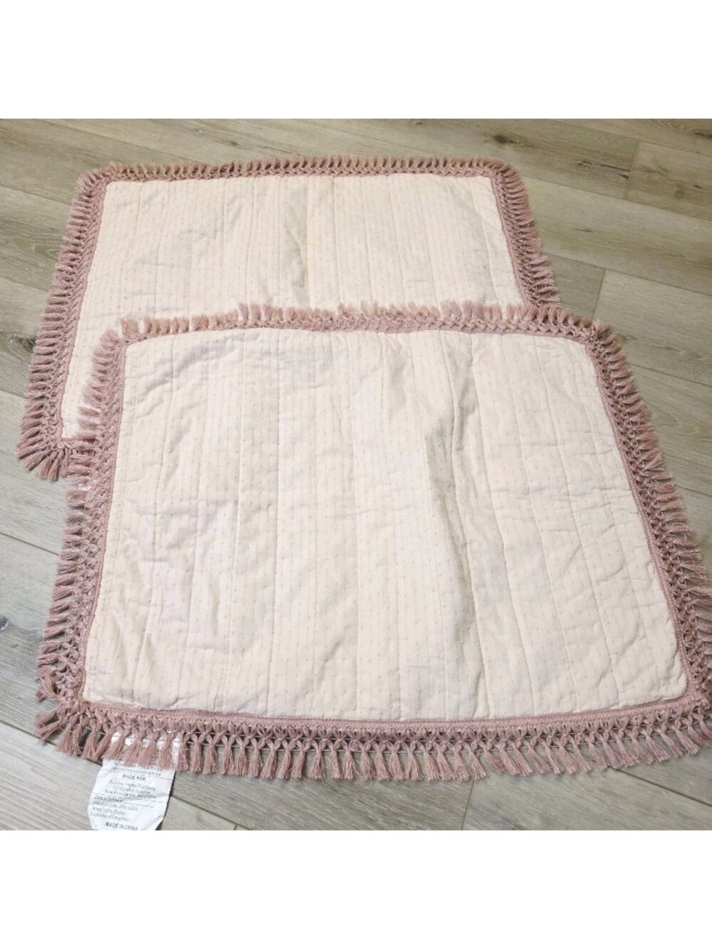 2 Opal House Textured Pink Rusty Rose Cotton Fringe Boarder Pillowcase Shams